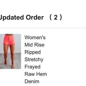 Women's Mid Rise Ripped Stretchy Frayed Hem Denim Shorts - Pink